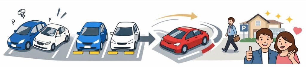 駐車する場所が分かりやすくなる