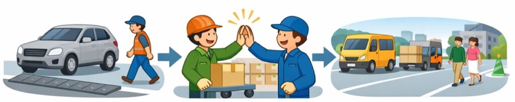 車や人がよく通る場所