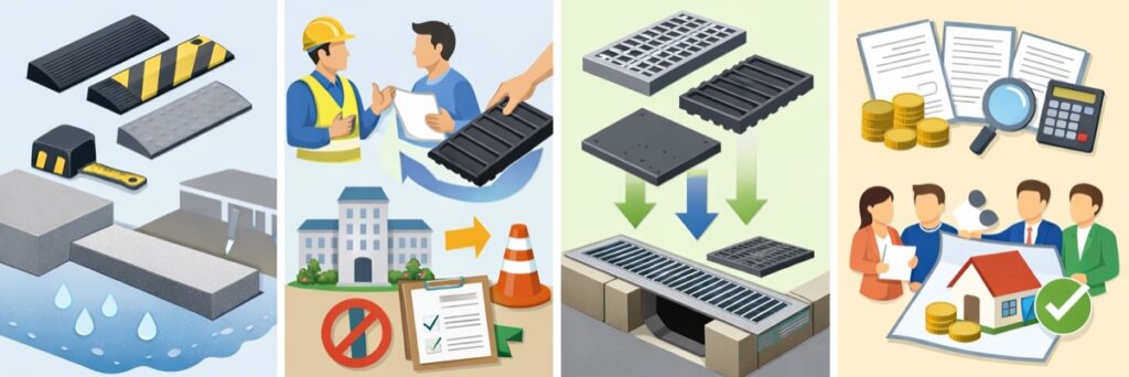 まとめ：駐車場の段差プレートとグレーチングの選び方・工事の注意点