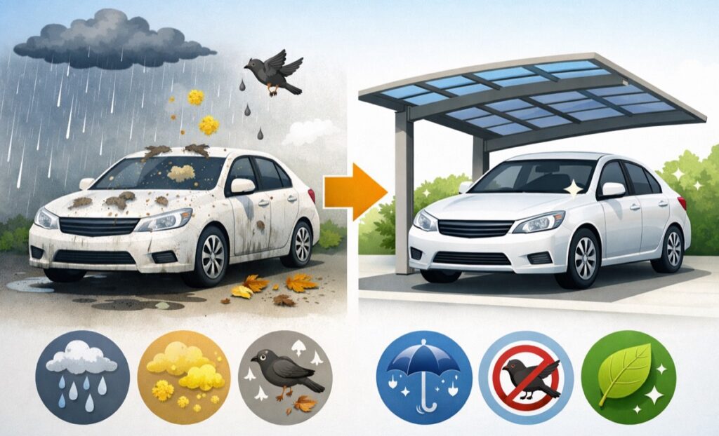 汚れが付きにくくなり、洗車の手間が減る