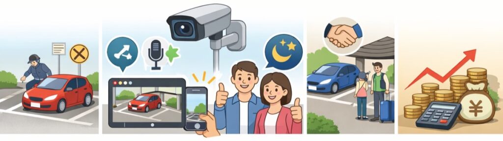 防犯カメラで駐車場を見守る