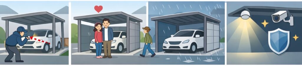 サイドパネルで横からの侵入を防ぐ