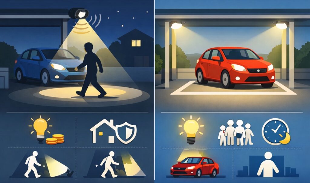 点灯方式を選ぶ(人感センサー型・常時点灯型)