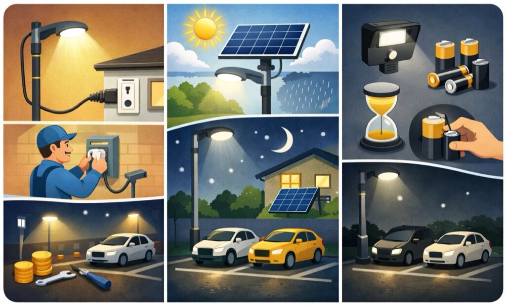 電源方式を選ぶ(コンセント式・ソーラー式)