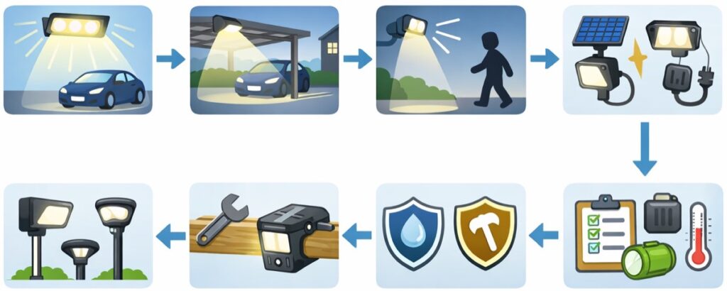 まとめ:自宅駐車場の照明選びで迷ったときの確認ポイント