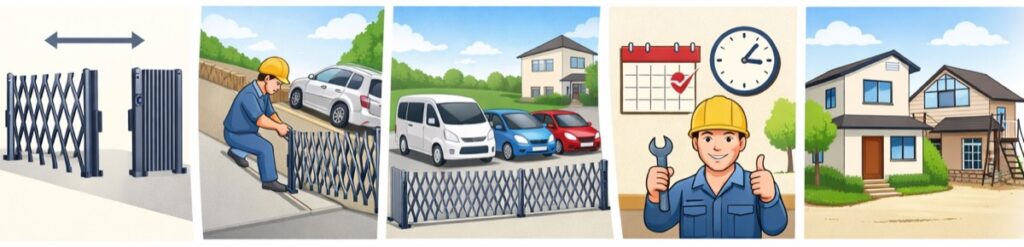 どんな土地にも対応しやすい伸縮式の門