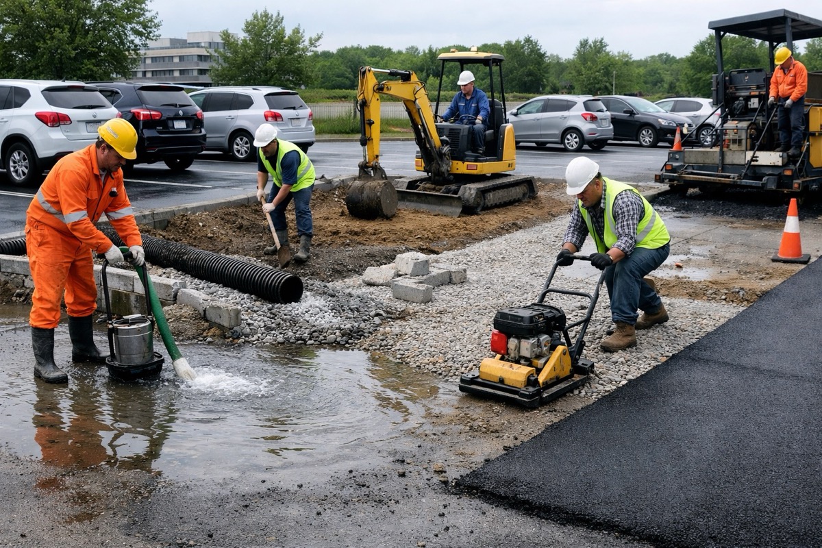 駐車場の水たまり対策で悩まない！原因別の排水・整地・舗装改善方法を徹底解説
