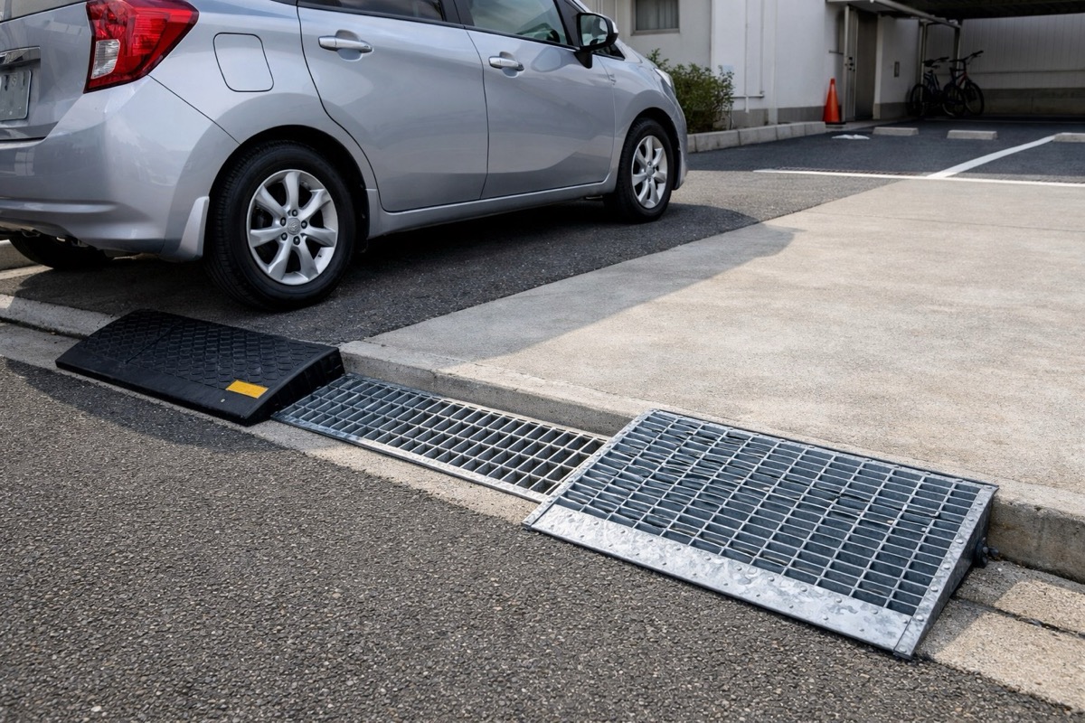 駐車場の段差プレート・グレーチングで段差を解消！スロープ選びと設置費用を解説