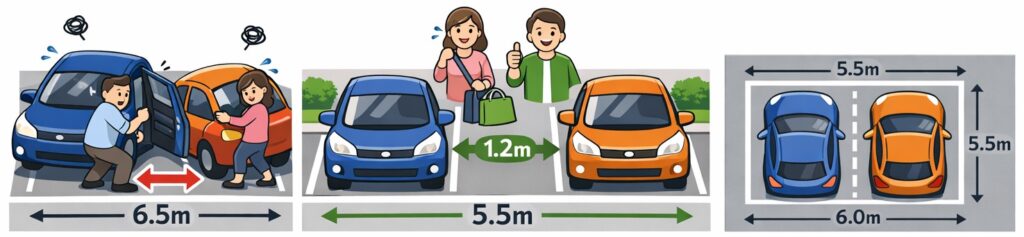 2台以上停める場合の車と車の間の広さ