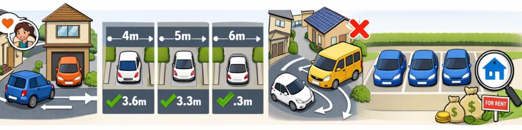 前の道がせまいときの注意点