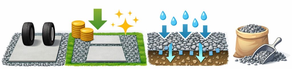 砂利とコンクリートを組み合わせる方法と特長