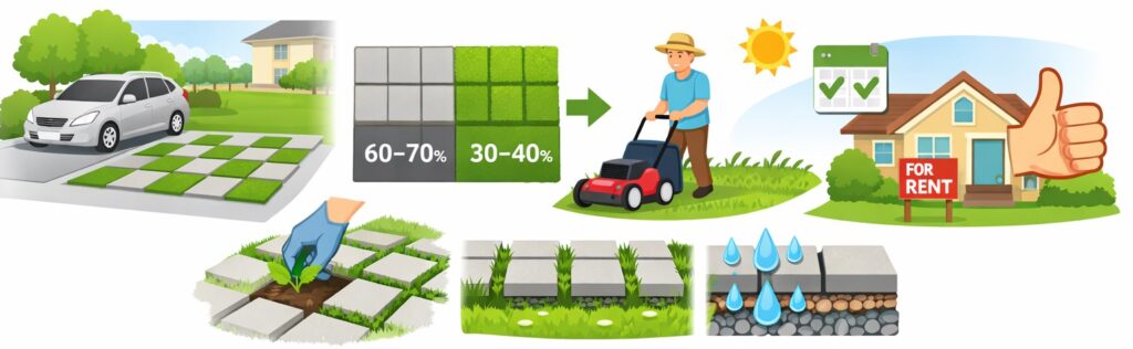 芝生とコンクリートを組み合わせる方法と特長