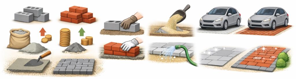 ブロックやレンガを組み合わせる方法と特長