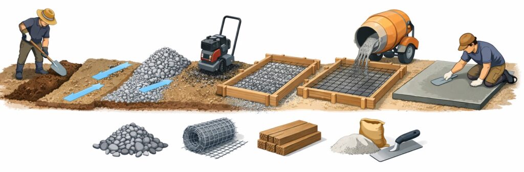 コンクリートで固める方法と作業のコツ