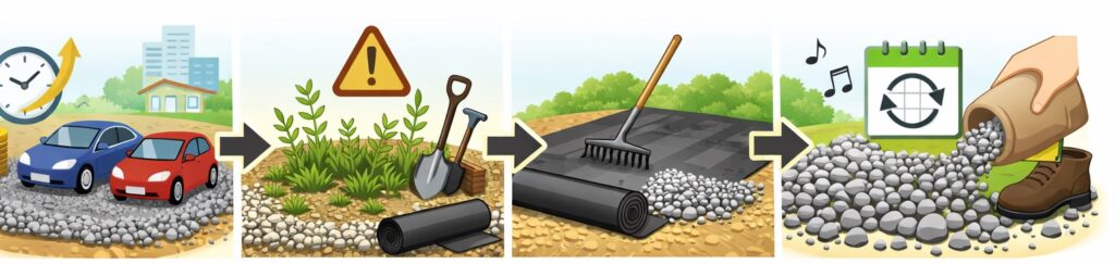 費用を抑えやすい「砂利(じゃり)」