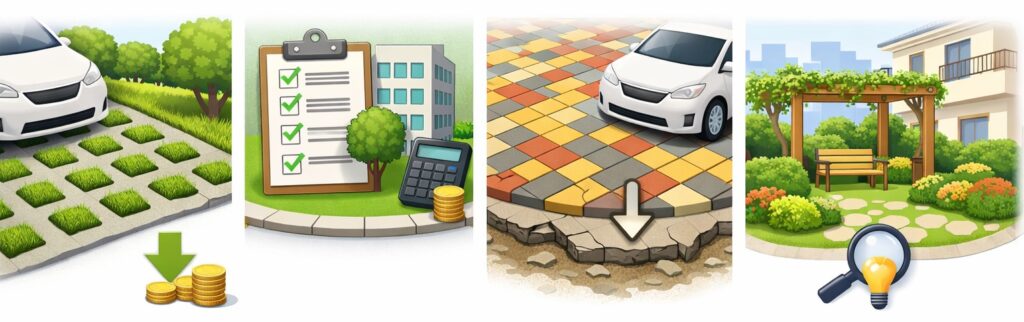 緑が映える「緑化ブロック・インターロッキング」