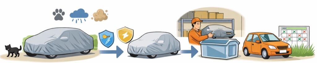 車に直接ふれられないようにする